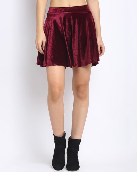 Maroon velvet outlet skirt