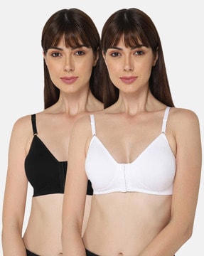 Buy online Pack Of 2 Solid Front Open Bra from lingerie for Women