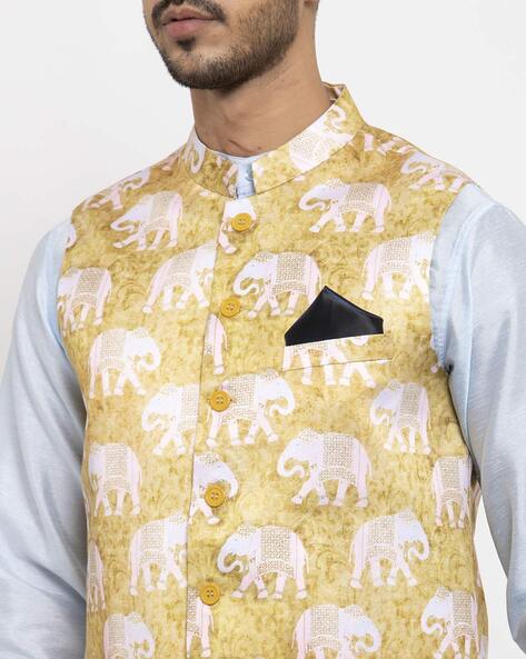 Elephant print nehru clearance jacket