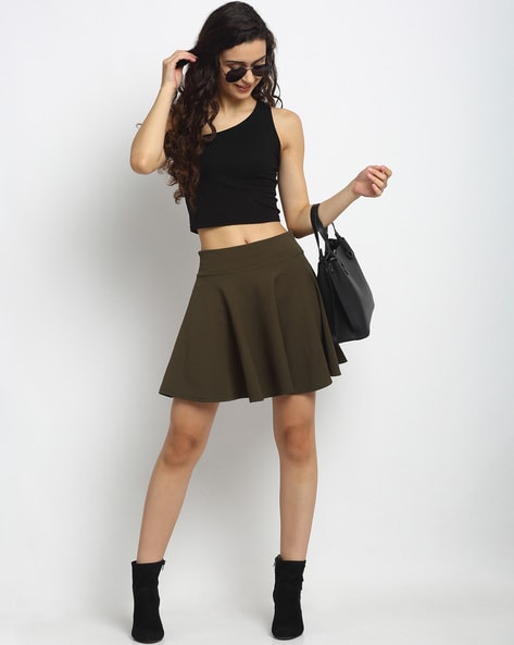 Olive skater outlet skirt outfit