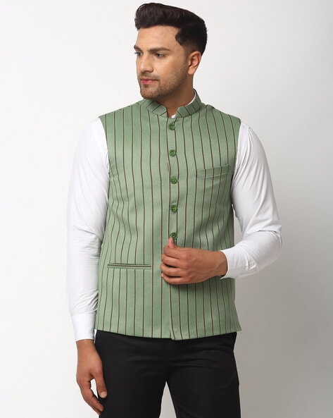 Neudis Striped Nehru Jacket