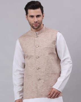 neudis Sleeveless Nehru jacket With Patch Pocket-picture-46