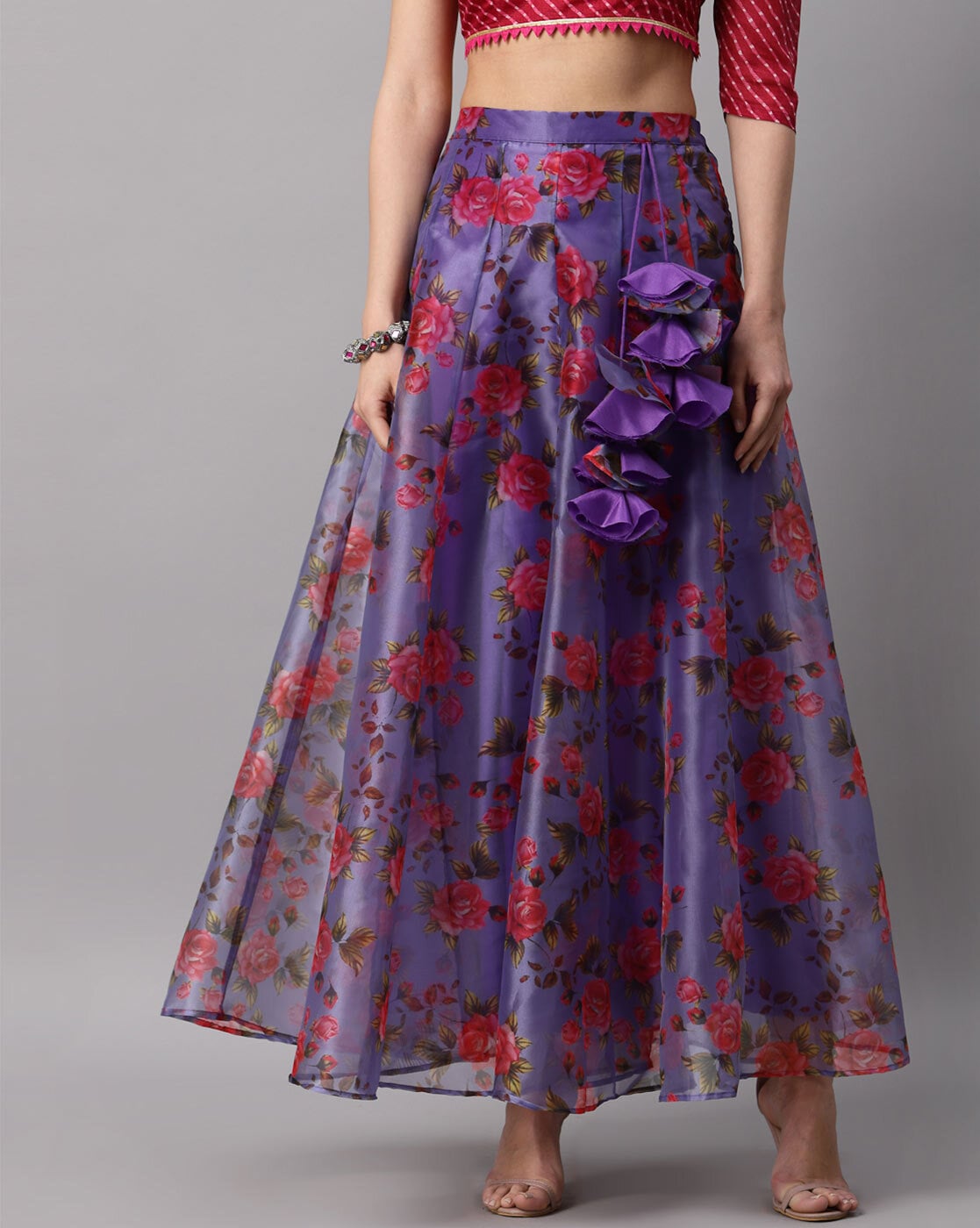 Patterned purple outlet skirt