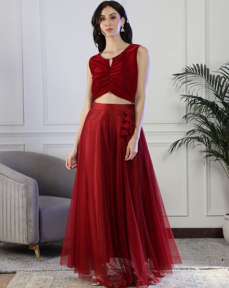 Maroon hotsell red skirt