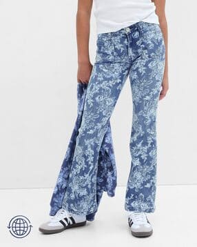 gap kids Girls LoveShackFancy Floral Print High-Rise Flared Jeans-picture-30