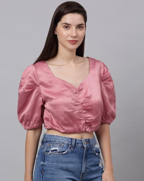satin crop blouse