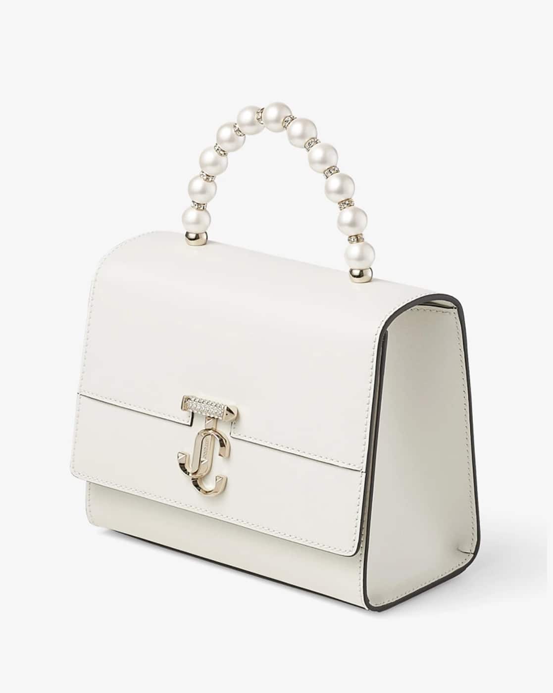 Buy Jimmy Choo Avenue Medium Top Handle Bag With Pearls | White