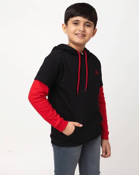 Boys Colourblock Hoodie with Drawstrings