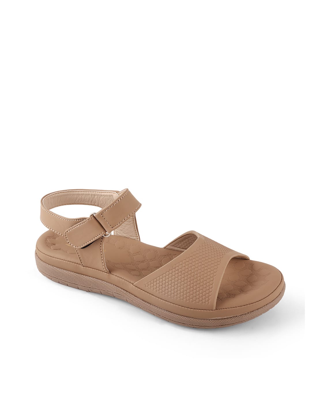 Lasancy Velcro Ankle Strap Flat With Open Toe Plain Sandals Women