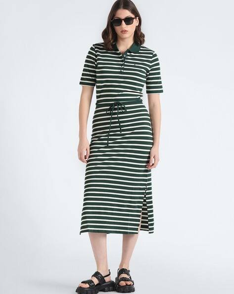 slim fit dress slacks TOMMY HILFIGER Preppy Green T Shirt Dress Short Sleeve Stripe Accent – East  Coast Bella Boutique main image 1