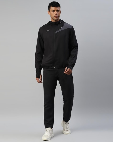 Men Colourblock Regular Fit Tracksuit with Zip-Front