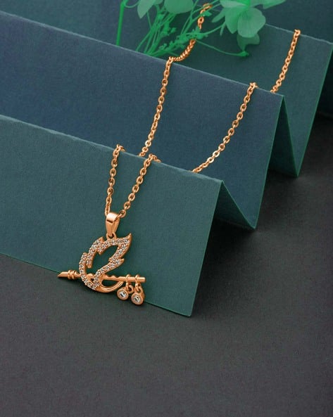 Gold Chain Pendant Design For Girl Unique Design Gold Plated Chain Pendant With Earrings For Ladies Style  B190