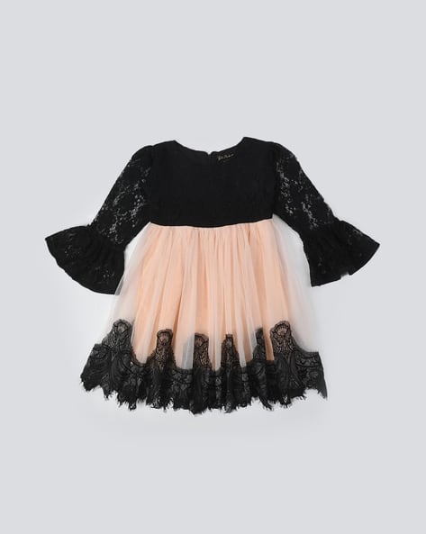 Buy Peach & Black Dresses & Frocks for Girls by BELLA MODA Online | Ajio.com