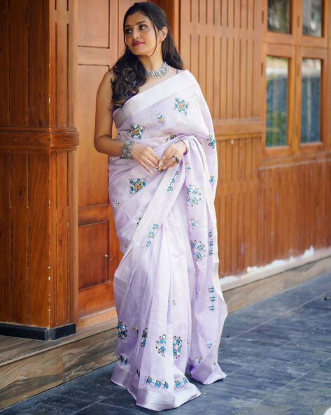 Printed Georgette Light Purple Saree|SARV140879