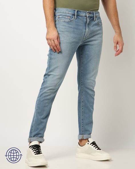 Men Lightly Washed Slim Tapered Fit Jeans