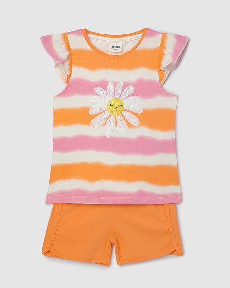 Girls Graphic Print T-Shirt Shorts Set