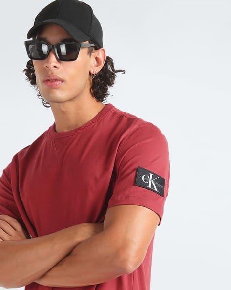 Men Logo Badge Regular Fit T-Shirt