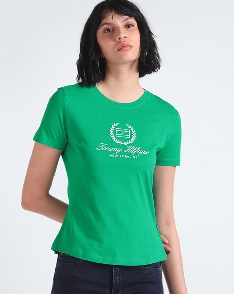 Women's Vintage Logo Burnout T-Shirt in Deep Jungle Green