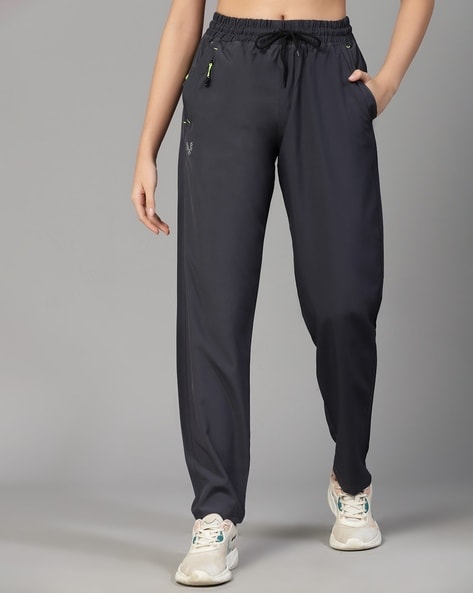 Buy Women's Super Combed Cotton Rich Fleece Fabric Relaxed Fit Trackpants  With Zipper Pockets - Lilas U110