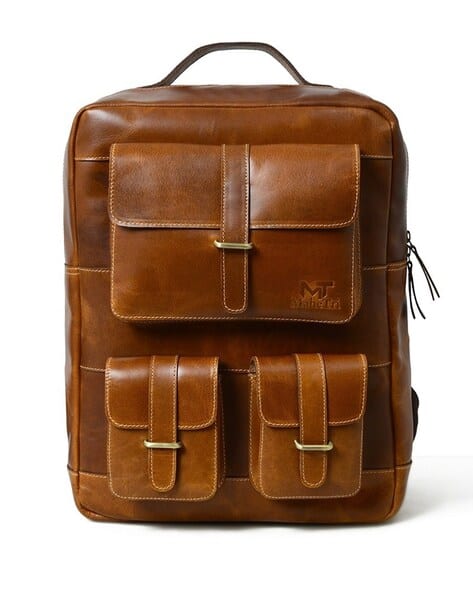 Men Leather Backpack with Adjustable Strap