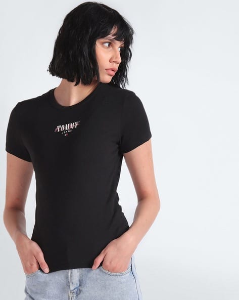 Women Essential Logo Slim Fit Round-Neck T-Shirt