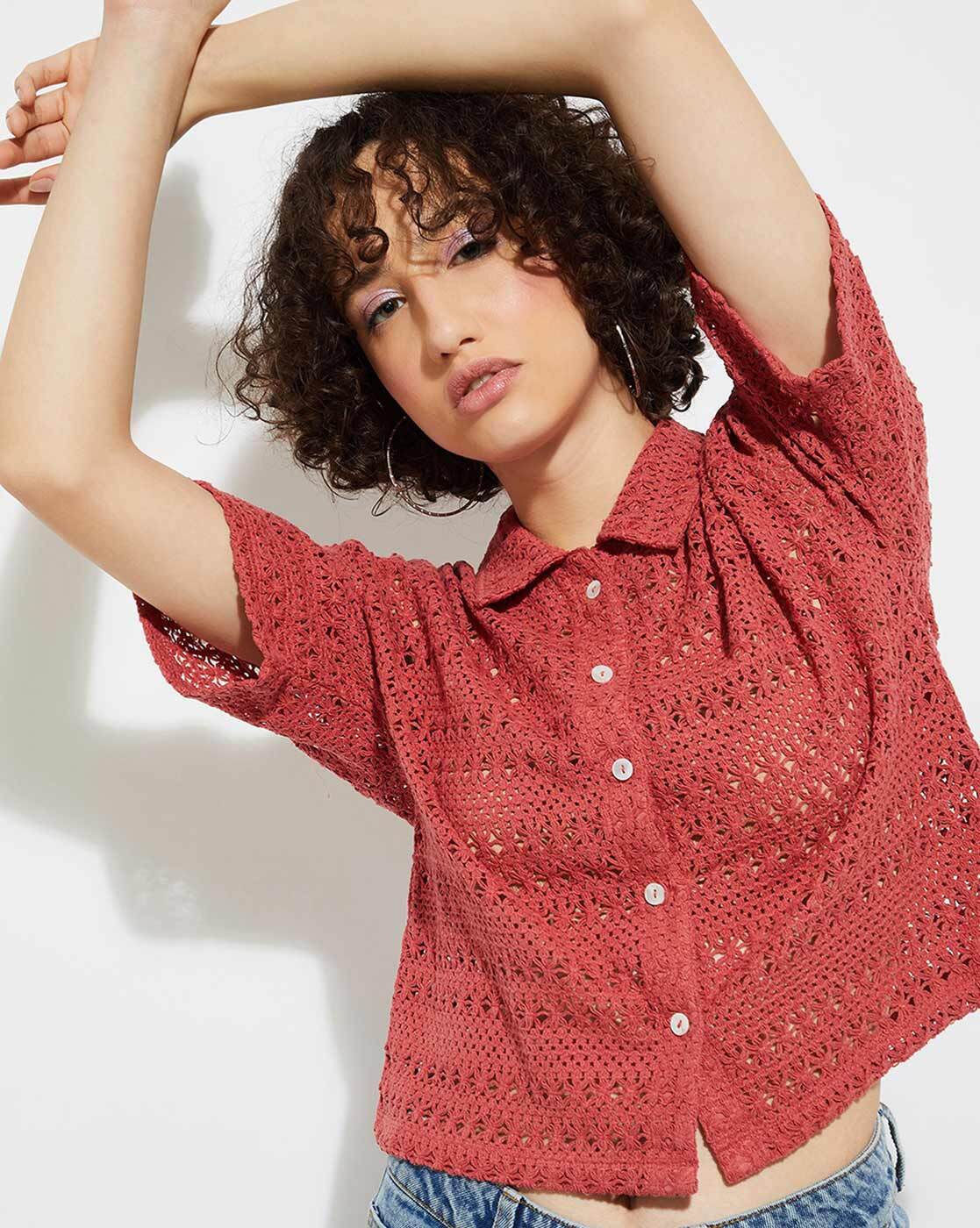 URB N Women Crochet Knit Shirt