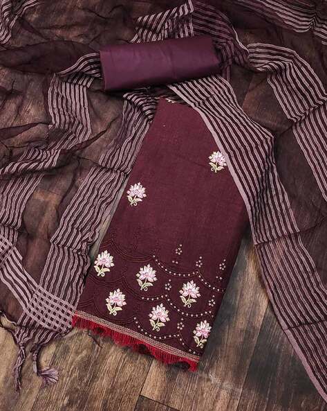 Women Embroidered 3-Piece Dress Material Price in India