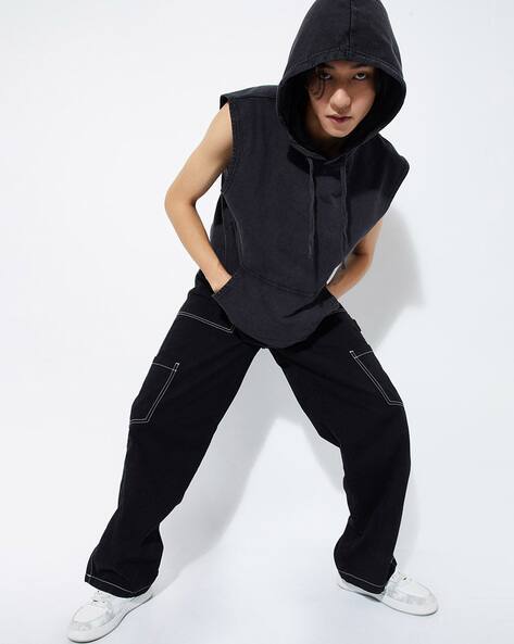 Buy MAX URB_N Men Sleeveless Hoodie Online | Ajio.com