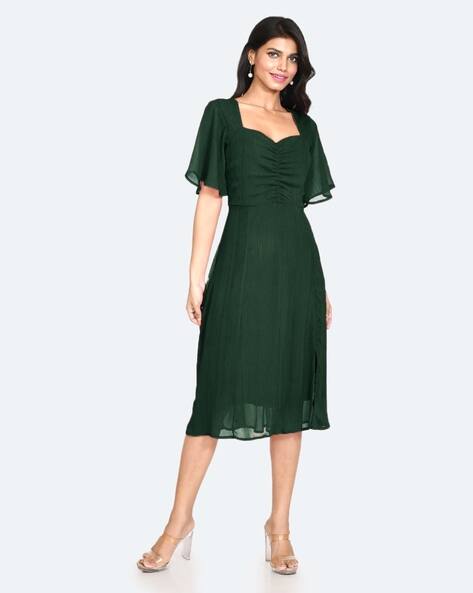 Zink London Women Sheath Dress with Bell Sleeves