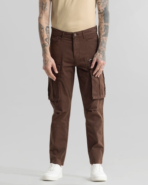 Men Slim Fit Flat-Front Cargo Pants