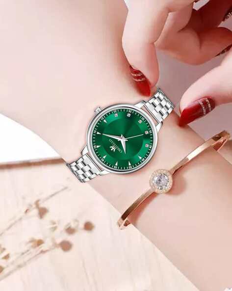 Crestello Women CR-L138-GRN-CH Analogue Wrist Watch with Deployant Clasp
