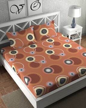cg homes 160 TC Geometric Print Double Bedsheet with Pillow Covers-picture-38