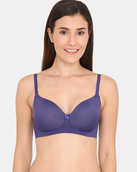 Buy Zivame Abstract Colourplay Mesh Padded Non Wired 3/4th Coverage  Strapless Bra - Blue online