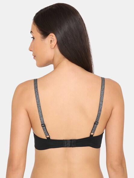 Zivame Beautiful Basics Padded Non Wired 3/4th Coverage Backless Bra - Black