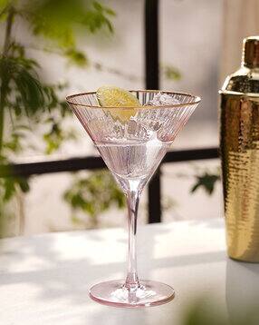 Set of 2 Ribbed Martini Glasses