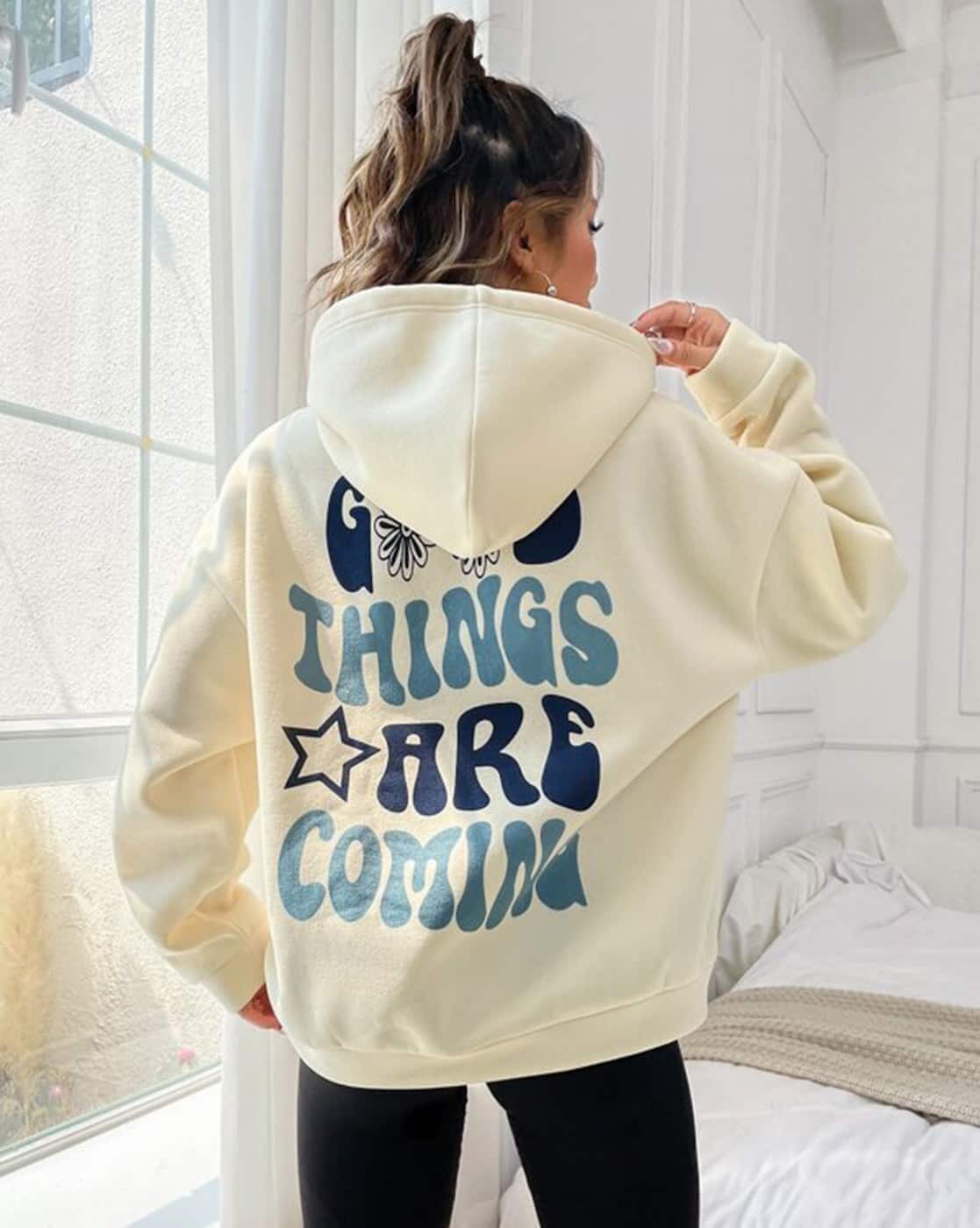 Buy Off White Sweatshirt Hoodies for Women by THALASI KNITFAB