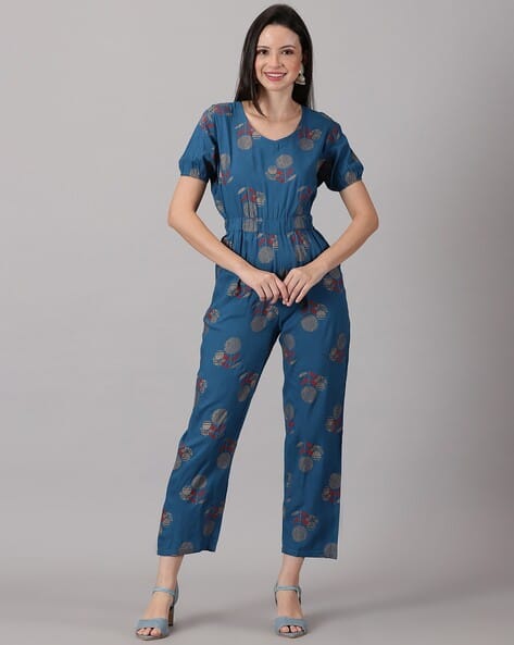 Floral Print Jumpsuit with Insert Pockets