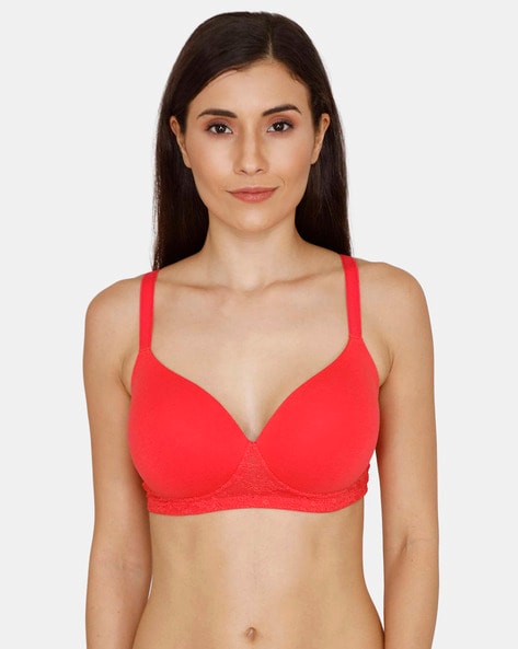 Zivame Padded Non Wired Full Coverage Mastectomy Bra - Beet Red