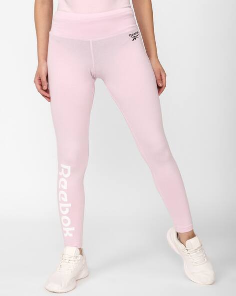 Reebok Brand Print Sports Leggings with Elasticated Waist