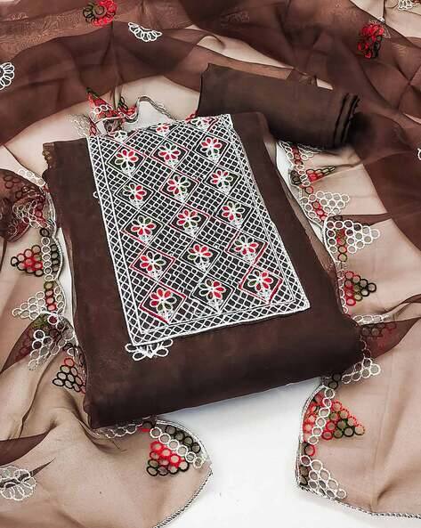 MANVAA Women Embroidered 3-Piece Dress Material