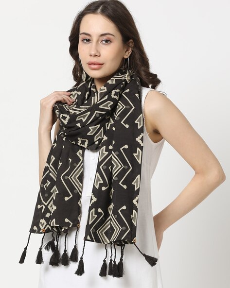 Printed Stole with Tassel Details Price in India