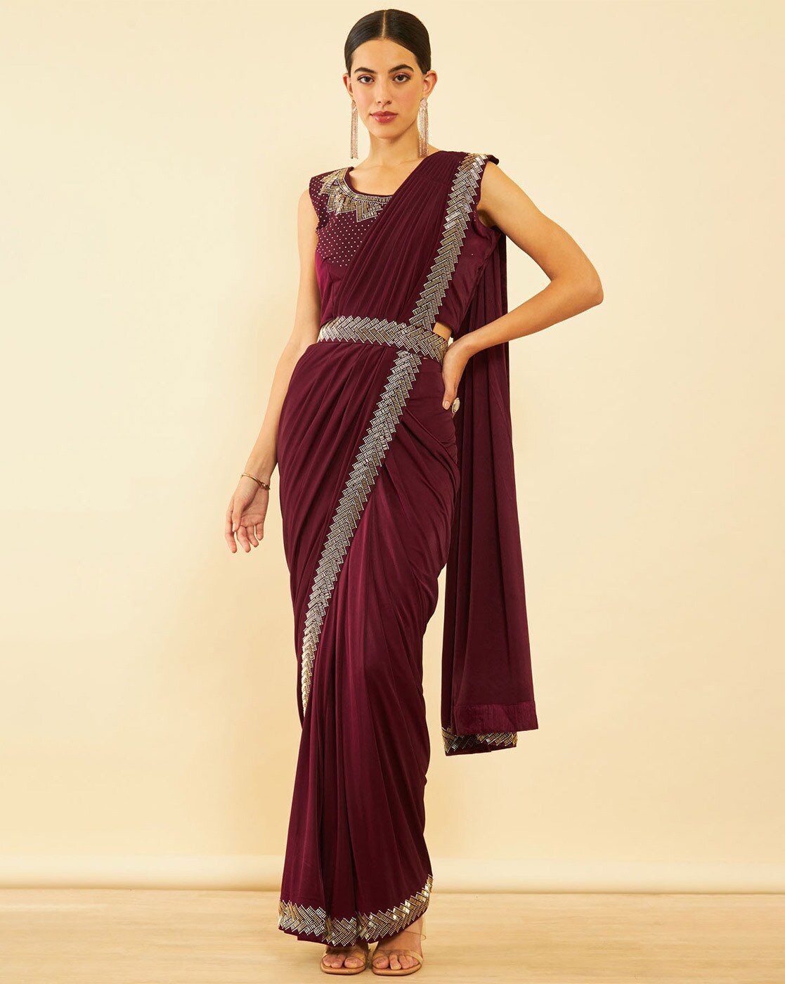 Women's Wine Hosiery Saree Shapers Collection at Soch USA & Worldwide