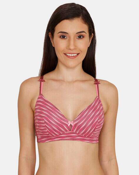Zivame Printed Fashion Double Layered Non Wired Non Padded 3/4th Coverage  T-Shirt Bra Maroon