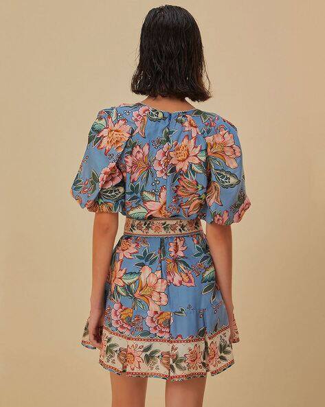 Buy FARM RIO Wonderful Bouquet Blue Mini Dress Online | Ajio.com