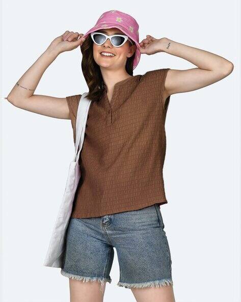 Zink London Women Relaxed Fit Top with Short Sleeves
