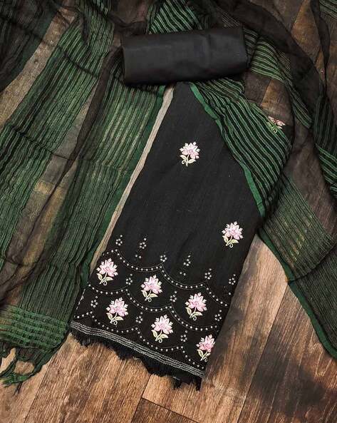 Women Embroidered Unstitched Dress Material Price in India