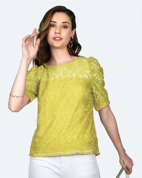 Zink London Women Regular Fit Top with Short Sleeves