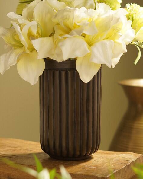 Pure Home And Living Ribbed Metal Planter