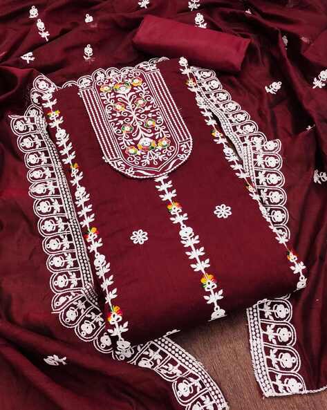 Women Embroidery Unstitched Dress Material Price in India