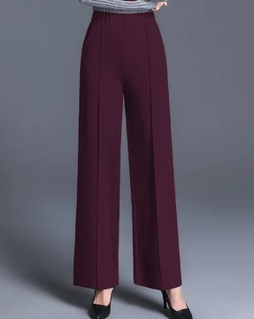 Women Black Relaxed Straight Fit High-Rise Trousers